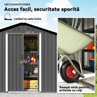 Outsunny Căsuță de Grădină, Magazie pentru Unelte, Oțel, 194x107x191 cm, Gri(m-5)