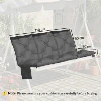 Outsunny Pernă bancă hidrofugă antiderapantă, perniță pentru leagăn exterior cu spătar & fixări 150 x 100 cm gri închis(m-3)