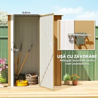 Outsunny Magazie pentru unelte din metal cu acoperiș înclinat și ușă blocabilă, 142x86x189 cm, galben(m-5)