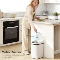 HOMCOM 12L Sensor Bin, Automatic Touchless Motion Sensor Kitchen Bin with Fingerprint Resistant Stainless Steel, White(m-4)