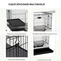Pawhut Cusca Hamsteri/Iepuri – Metal Negru, 2 Usi, Spatioasa(m-5)