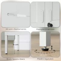 HOMCOM Armadio per Ufficio in Acciaio a 3 Ripiani Regolabili con Serratura e 2 Chiavi, 80x40x175 cm, Bianco(m-7)