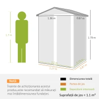 Outsunny Căsuță de Grădină din Oțel cu Ușă Glisantă, Gri(m-3)