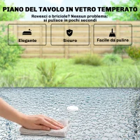 Outsunny Conjunto de Jantar para Jardim 8 Peças com Guarda-sol, Conjunto de Móveis de Jardim com 6 Cadeiras Dobráveis, Mesa em Vidro Temperado e Guarda-sol para Pátio, Preto(m-4)