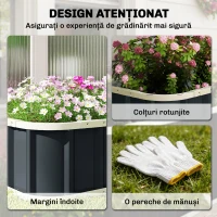 Outsunny Pat de Grădină Ridicat pentru Exterior cu Bază Deschisă, Mănuși, Margini Pliate, Jardinieră din Oțel Galvanizat, pentru Plante, Flori, Legume, Balcon Grădină, 136x52x31 cm, Gri Închis(m-4)