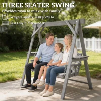Outsunny Three-Seater Wooden Swing Bench, Dark Grey(m-4)