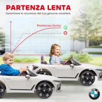 HOMCOM Macchina Elettrica per Bambini 3-6 Anni con Licenza BMW con Telecomando, Clacson e Fari, 115x67x45 cm, Bianca(m-6)