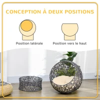 PawHut Panier chat lit surélevé chat cosy niche grotte 50 x 50 x 60 cm coussin moelleux crème inclus, corde en polyester violet(m-4)