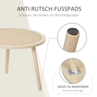 HOMCOM  2er Set Kaffeetisch Couchtisch mit Rattan-Tischplatte Stapeltisch Beistelltisch Kaffeetisch MDF Natur 40 x 40 x 40 cm/60 x 60 x 45 cm(m-6)