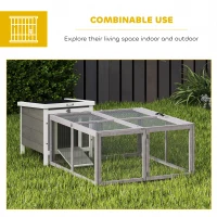 PawHut Rabbit Hutch Outdoor, Foldable Guinea Pig House with Openable Top, for 3 Bunnies, Ducks, Chickens, 110 x 105 x 50 cm(m-9)