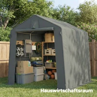 Outsunny Tente-garage 2,3 x 1,9 m imperméable - abri-outils avec porte enroulable à fermeture éclair, ventilation, toit à pignon, gris foncé(m-4)