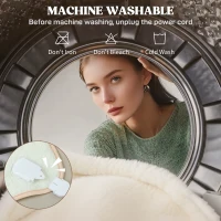 HOMCOM Koc grzewczy z podwójną kontrolą 160 x 140 cm, maszynowo pralny, z 5 poziomami ogrzewania, timerem 10h, zabezpieczeniem przed przegrzaniem(m-6)