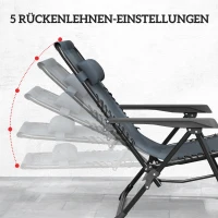 Outsunny Zonligstoel 2-delig opvouwbaar Zero Gravity ligstoel met hoofdsteunen bijzettafel inclusief 2 bekerhouders(m-4)