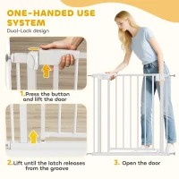 PawHut Baby Gate, Pet Safety Gate Pressure Fit, 76-82cm Wide with Two-Way Open, One-Hand Opening(m-6)