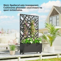 Outsunny Strat Înălțat pentru Grădină cu Roți și Grilaj, Ghiveci de Exterior cu Găuri de Drenaj din Metal, pentru Flori și Legume, pentru Grădină și Balcon, 90x30x160 cm, Negru(m-8)