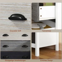 HOMCOM Sideboard, Kommode, 5 Schubladen, lackierte Oberfläche, MDF & Kiefernholz, 70 x 38 x 85 cm, Weiß(m-6)