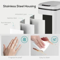 HOMCOM 12L Sensor Bin, Automatic Touchless Motion Sensor Kitchen Bin with Fingerprint Resistant Stainless Steel, White(m-7)