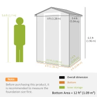 Outsunny 4 x 3 ft Plastic Garden Shed with Floor, Outdoor Storage Shed with Lockable Door, Window and Vent, Dark Grey(m-3)