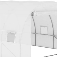Outsunny Telone di Ricambio per Serra a Tunnel da Giardino 18 m², PE Anti-UV Impermeabile, 12 finestre e Porta Avvolgibile con Zip, 6L x 3l x 2H m, Bianco(m-9)