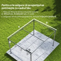 Outsunny Prelată Pergolă pentru Exterior Anti-UV din Poliester Bej cu 8 Orificii de Drenaj, 392x350 cm(m-4)