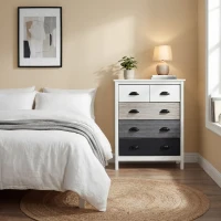 HOMCOM Cómoda con 5 Cajones Cómoda para Dormitorio Moderno con Diseño Anti-vuelco 70x38x85 cm Blanco(m-7)