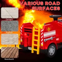 AIYAPLAY Carro Elétrico para Crianças acima de 3 Anos Caminhão de Bombeiros Elétrico para Crianças com Bateria de 12V Sirene Faróis Buzina e Música 86x49x52 cm  Vermelho(m-9)
