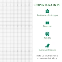 Outsunny Telone di Ricambio per Serra a Tunnel da Giardino 18 m², PE Anti-UV Impermeabile, 12 finestre e Porta Avvolgibile con Zip, 6L x 3l x 2H m, Bianco(m-6)