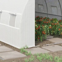 Outsunny Telone di Ricambio per Serra a Tunnel da Giardino 18 m², PE Anti-UV Impermeabile, 12 finestre e Porta Avvolgibile con Zip, 6L x 3l x 2H m, Bianco(m-12)