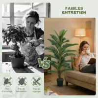 HOMCOM Palmier Artificiel palmier 120 cm avec 24 Feuilles en PEVA, Plante Décorative avec Pot en Plastique, Vert(m-5)
