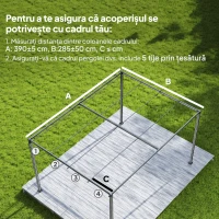 Outsunny Acoperiș pentru Pergolă cu 8 Orificii pentru Drenaj, Husă de Schimb din Poliester Respirabil, Doar Acoperire, 392x350 cm, UV30+, pentru Pergolă de Grădină 4x3m, Gri Închis(m-4)