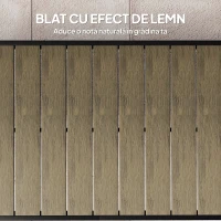 Outsunny Masă de prânz pentru grădină, pentru 8 persoane, din aluminiu și plastic, lemn închis la culoare și negru(m-4)