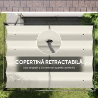 Outsunny Pergolă de Grădină 4x3m cu Acoperiș Retractabil din Poliester, Rezistentă, Crem(m-6)