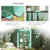 Outsunny Sera Mini cu 3 Niveluri, Copertină din PE cu Armătură și Ușă Rulabilă, 100x40x150 cm, Verde(m-4)