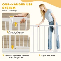 PawHut Bramka Ochronna Barierka Bez Wiercenia z Automatycznym Zamknięciem dla Dzieci Kuchni Schodów 76–103 x 76 cm Biała(m-6)