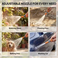 Outsunny Portable Garden Hose Reel, 20+2 m Wall Mounted Hose Reel with 2 Patterns Spray Nozzle and Crank Handle, Orange(m-6)