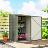 Outsunny Căsuță pentru Grădină 0,92m² din Oțel Galvanizat, Depozit pentru Unelte cu Ușă Blocabilă, Acoperiș Înclinat, 100x104x160 cm, Argintiu(m-8)