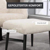 HOMCOM Sitzhocker Hocker mit weichem Sitzkissen Stahlbeinen Fußhocker mit Chenille-Stoff, 45 x 41 x 38 cm, Cremeweiß(m-4)