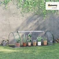 Outsunny Tunnel Greenhouse Green Grow House for Garden Outdoor, Steel Frame, PVC Cover, Transparent, 250 x 100 x 80cm(m-2)