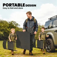 Outsunny 5 Piece 6ft Foldable Table and Chairs, Portable Picnic Table Set with 4 Chairs, Waterproof Top and Steel Frame, Black(m-6)