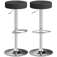 HOMCOM Set 2 HOMCOM Barhocker aus PU-Leder, drehbar, höhenverstellbar für Küche, Schwarz(m-6)