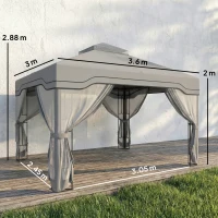 Outsunny 3 x 3.6 m Outdoor Garden Gazebo with Post Shelves, UPF50+ Patio Permanent Pavilion with Hook, Dark Grey(m-3)