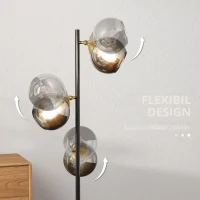 Homcom Lampa Podea cu 3 Lumini – Moderna cu Abajur Glob(m-6)