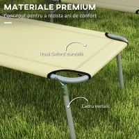 Outsunny Set 2 Șezlonguri de Grădină Pliabile cu Spătar și Copertină Reglabile, 187x58x36 cm, Bej(m-7)