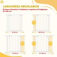 PawHut Cancellino di Sicurezza per Bambini e Animali, Chiusura Automatica e Montaggio a Pressione, 76-103x76 cm, Bianco(m-4)