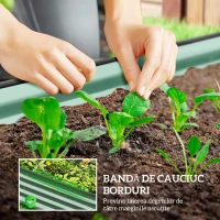 Outsunny Set de 2 Straturi de Grădină Modulară, Paturi Ridicate cu Margine din Cauciuc, Bază Deschisă, Straturi din Oțel Zincat pentru Plante Aromatice, Fructe, Legume și Flori, 135x90x30 cm, Verde(m-7)