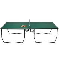 SPORTNOW Masă de Tenis Pliabilă 9FT, cu 8 Roți, pentru Utilizare în Interior, Verde(m-10)