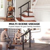 Outsunny Poręcz schodowa dla 2-3 stopni, 94 cm, regulacja kąta, wewnętrzne i zewnętrzne metalowe czarne(m-7)