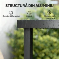 Outsunny Masă de prânz pentru grădină, pentru 8 persoane, din aluminiu și plastic, lemn închis la culoare și negru(m-6)