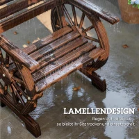 Outsunny Gartenstuhl Holz Gartensessel mit Wagenräder-Design, Holzstuhl im Landhausstil Verkohlt(m-7)