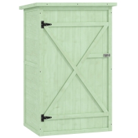 Outsunny Tuinkast Hout Tuinschuur met Plank Afsluitbare Deur Bodemplaat Asfalt Schuindak 75 x 56 x 115 cm